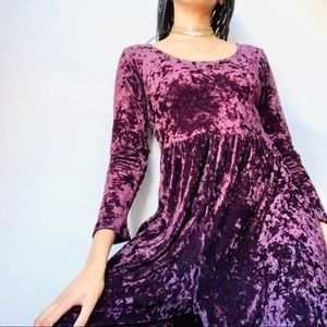 Vintage crushed velvet jumpsuit in plum.